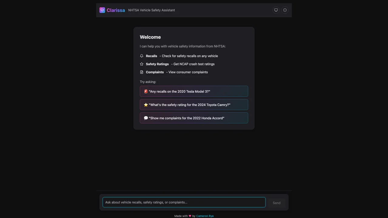 Screenshot of ClarissaBot